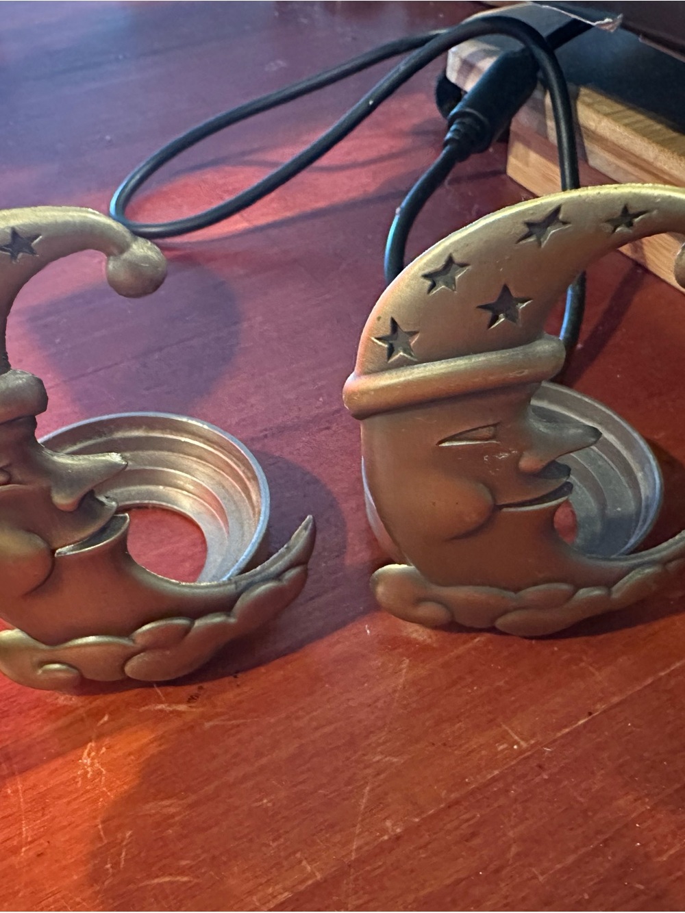 VTG 1994 celestial whimsy moon votive candle holders x2